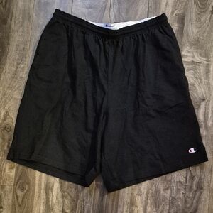 Sz L Champion Men's Athletic Black Shorts 100% Cotton